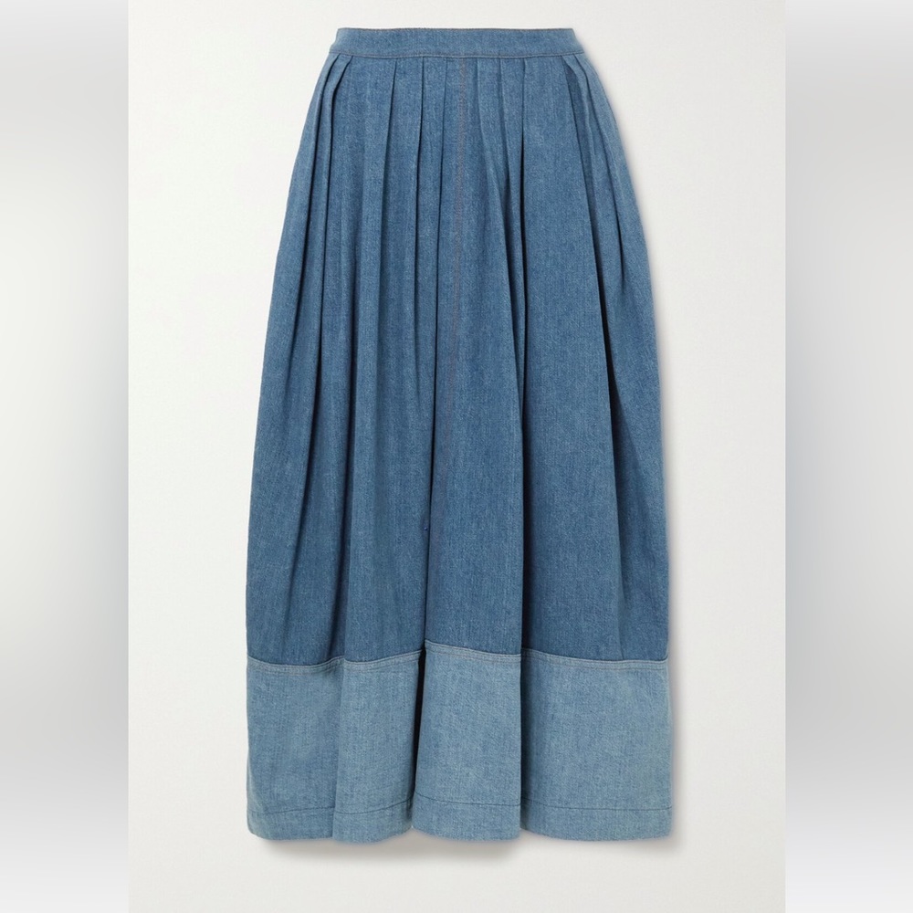 NWT Chloe Two Tone Denim Midi Skirt